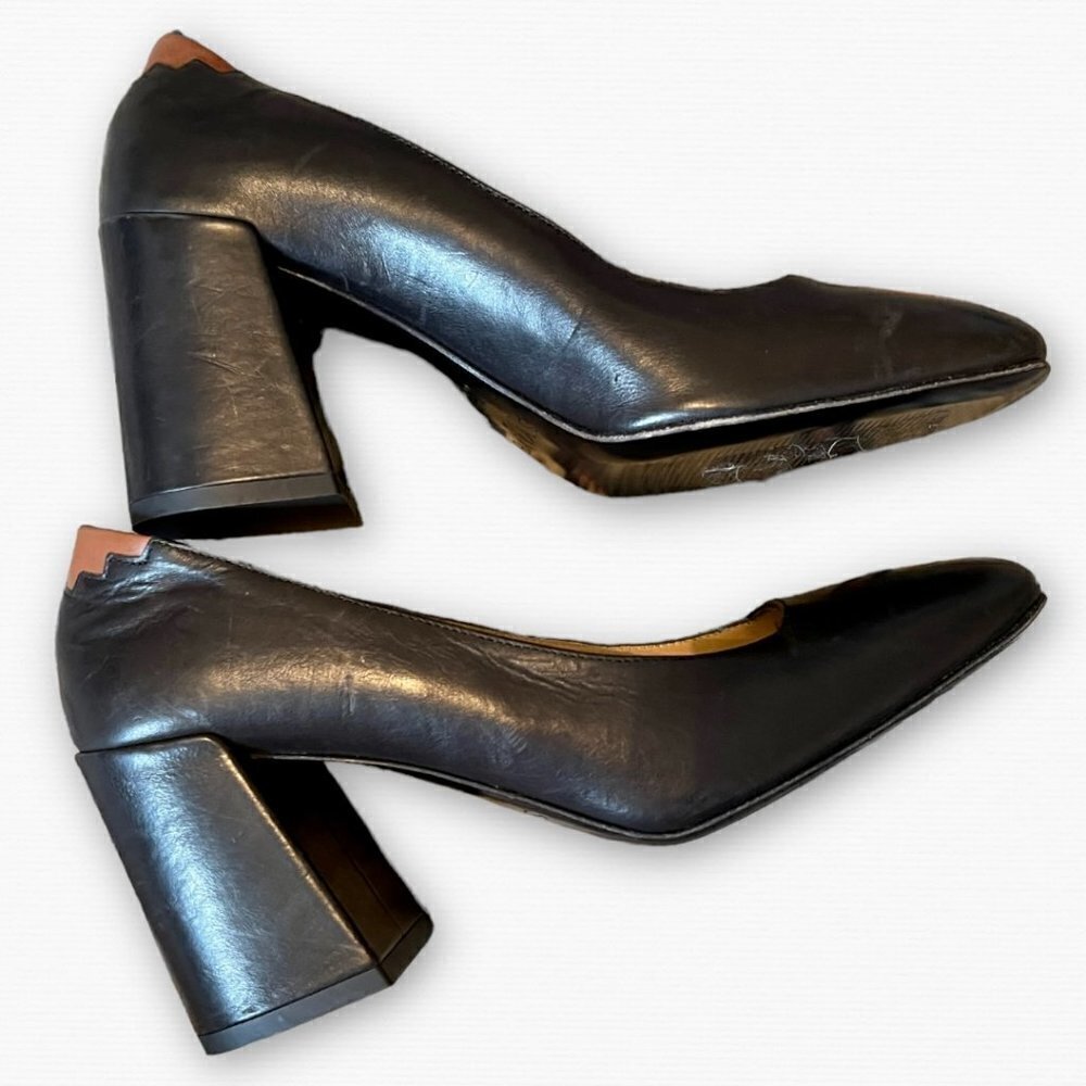 SYLVEN NEW YORK Kit Block Heel Pump In Black  Size 37.5 - Picture 4 of 9